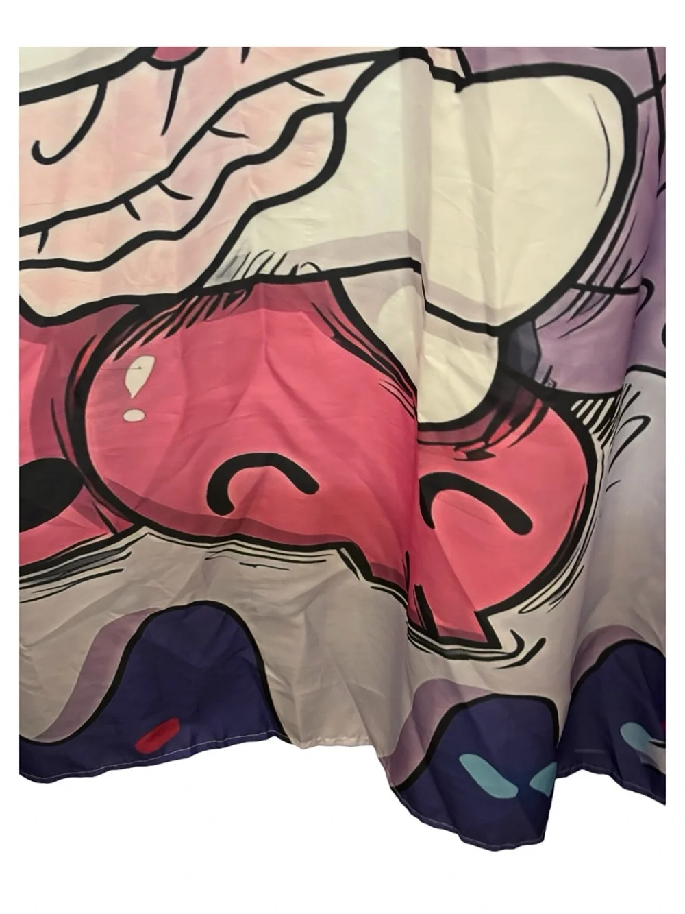 Sanrio Kuromi Shower Curtain Pink Bow Hearts Black Jester Hat Hearts Bathroom